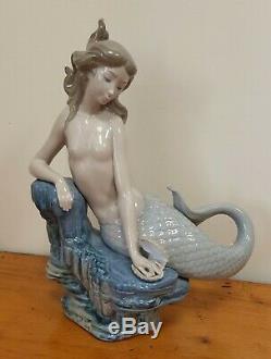Large Lladro Figurine #1348 Pearl Seamaid Mermaid Retired 1983 Martinez VGC