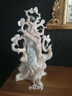 Large Lladro Geisha 4807 In Kimono Sitting On Tree Holding A Mirror/fan Perfect