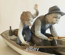 Large Lladro Hand Painted Figurine Fishing With Gramps 5215