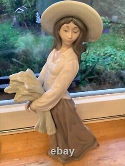 Large Lladro Nao Porcelain Figurine Woman Girl Summer Harvest 39cm