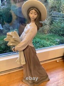 Large Lladro Nao Porcelain Figurine Woman Girl Summer Harvest 39cm