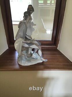 Large Lladro ballerina and jester centrepiece