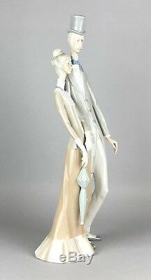 Large Lladro -edwardian Couple- Figure 130 Old Man Top Hat Lady Parasol -boxed