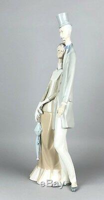 Large Lladro -edwardian Couple- Figure 130 Old Man Top Hat Lady Parasol -boxed