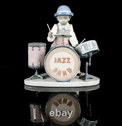 Large Lladro -jazz Drums- Band Figure Model 5929 Young Drummer Boy