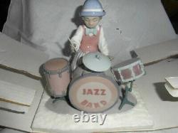 Large Lladro -jazz Drums- Band Figure Model 5929 Young Drummer Boy