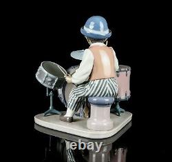 Large Lladro -jazz Drums- Band Figure Model 5929 Young Drummer Boy