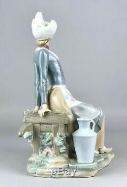 Large Lladro -milkmaid On Wheelbarrow- Figure Model 4979 Dutch Girl Lady Woman