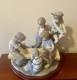 Large Nao by LLADRO Figure Boys Playing Cards With Wooden Base