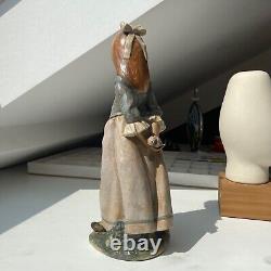 Large figurine girl with a dog Nao Lladro Spain porcelain