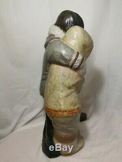 Large retired Eskimo Arctic Boy & Girl Figurine by Lladro 15 tall Juan Huerta