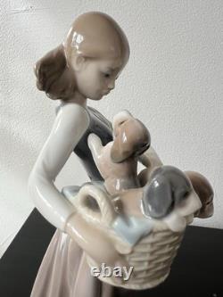 Lladro 1311 Girl With Puppies-Retired