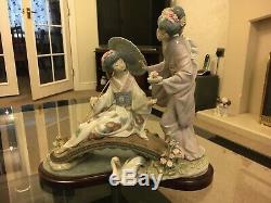 Lladro 1445 Springtime In Japan Porcelain Figurine With Wood Base