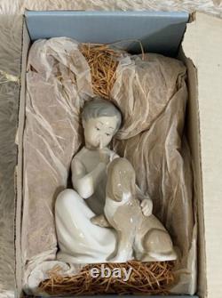 Lladro #4522 Boy With Dog Shh Quiet Puppy Porcelain Figurine Retired with Box