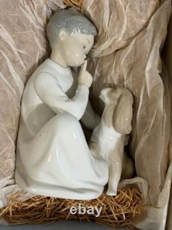 Lladro #4522 Boy With Dog Shh Quiet Puppy Porcelain Figurine Retired with Box