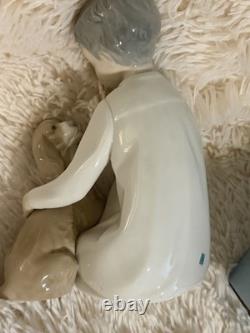 Lladro #4522 Boy With Dog Shh Quiet Puppy Porcelain Figurine Retired with Box