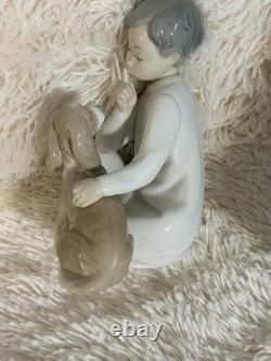 Lladro #4522 Boy With Dog Shh Quiet Puppy Porcelain Figurine Retired with Box