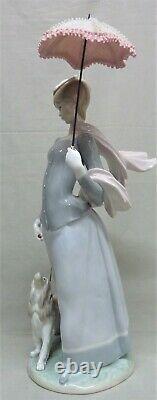 Lladro #4914 Lady With Shawl- Lady Walking Dog With Parasol SUPER RARE