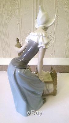 Lladro 5083 Dutch Mother Figurine Woman With Baby in Cot with Dog