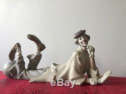 Lladro Clown Laying Down With Beach Ball Figurine 14.5