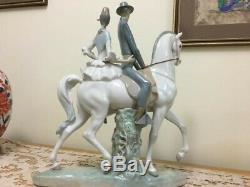 Lladro Estate Manager With Lady Riding Side Saddle On A White Horse