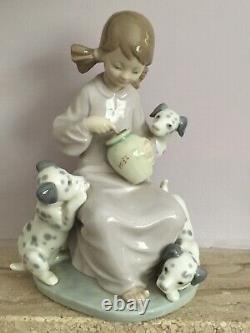 Lladro Figure Sweety Honey Lickers Girl With Dalmatian Dog Puppies Figurine 1248