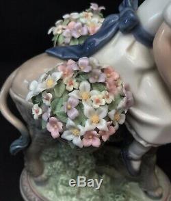 Lladro Figurine 5465 Look at Me! Girl on Donkey With Baskets of Flowers