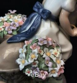 Lladro Figurine 5465 Look at Me! Girl on Donkey With Baskets of Flowers