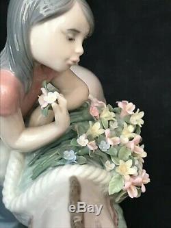 Lladro Figurine 5465 Look at Me! Girl on Donkey With Baskets of Flowers