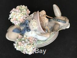 Lladro Figurine 5465 Look at Me! Girl on Donkey With Baskets of Flowers