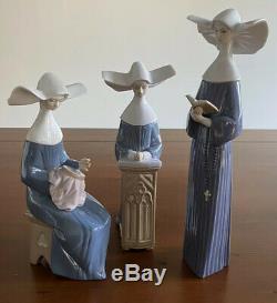 Lladro Figurines Three Blue Nuns Set (Retired) Mint Condition Preloved