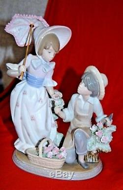 Lladro For You 5453 Boy and Girl with Flowers Rare Retired Porcelain Figurine
