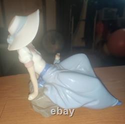 Lladro Girl Sitting With Bird 1987 by Nao Vintage Porcelain made in Spain