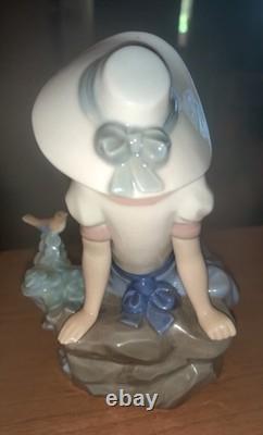 Lladro Girl Sitting With Bird 1987 by Nao Vintage Porcelain made in Spain