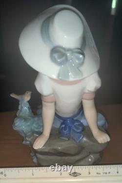 Lladro Girl Sitting With Bird 1987 by Nao Vintage Porcelain made in Spain