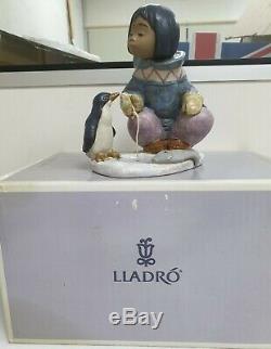 Lladro Gres 2259 Little Fisherman (eskimo With Penguin) Boxed