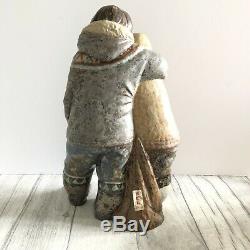 Lladro Inuit Eskimo Couple Figurine Large 33cm Tall Vintage Gres 1971-1974 Spain