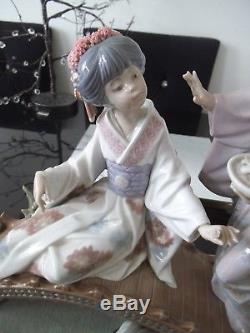 Lladro Large Figurine Springtime In Japan 1445 With Base Geisha Japanese