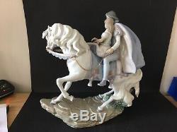 Lladro Love Story. 5991. Prince and Princess on horse. Huge piece. Mint in box