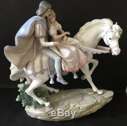 Lladro Love Story. 5991. Prince and Princess on horse. Huge piece. Mint in box