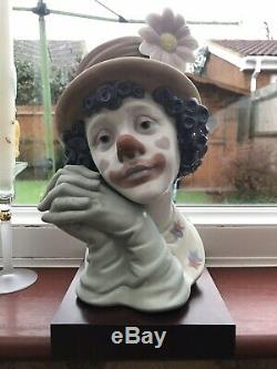 Lladro Melancholy Clown Head/Bust On Stand Immaculate Condition