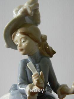 Lladro NAO 1985 Retired 469 Victorian Lady With Feather Hat & Fan Hard-To-Find