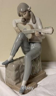 Lladro NAO Large & Rare GIRL PLAYING GUITAR 10 Tall Vintage Retired