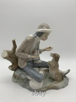 Lladro NAO Lesson For The Dog Boy Figure #140 Spain Porcelain Figurine