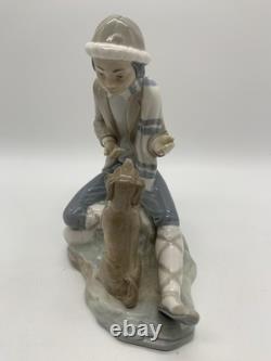 Lladro NAO Lesson For The Dog Boy Figure #140 Spain Porcelain Figurine