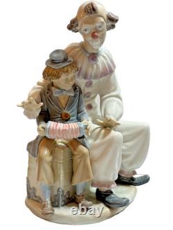 Lladro NAO Lesson of Music Zaphir Clown with Boy Accordion Figurine Statue 11.5