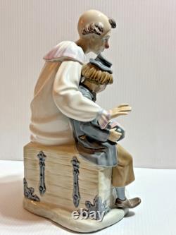 Lladro NAO Lesson of Music Zaphir Clown with Boy Accordion Figurine Statue 11.5