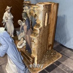 Lladro NAO Nativity Set Figurines & Manger three kings, baby Jesus, Mary Joseph