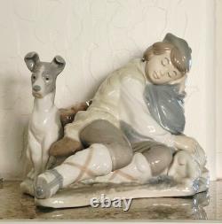 Lladro NAO Spain Porcelain Figurine Sleeping Shepard Boy & Dog 11x8x7 Excell