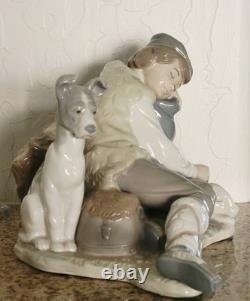 Lladro NAO Spain Porcelain Figurine Sleeping Shepard Boy & Dog 11x8x7 Excell